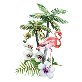 Тропические цветы и Flamingo