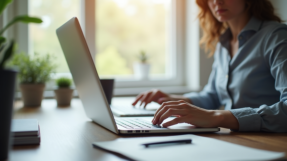 Vista frontal de una página web moderna y limpia en pantalla de ordenador