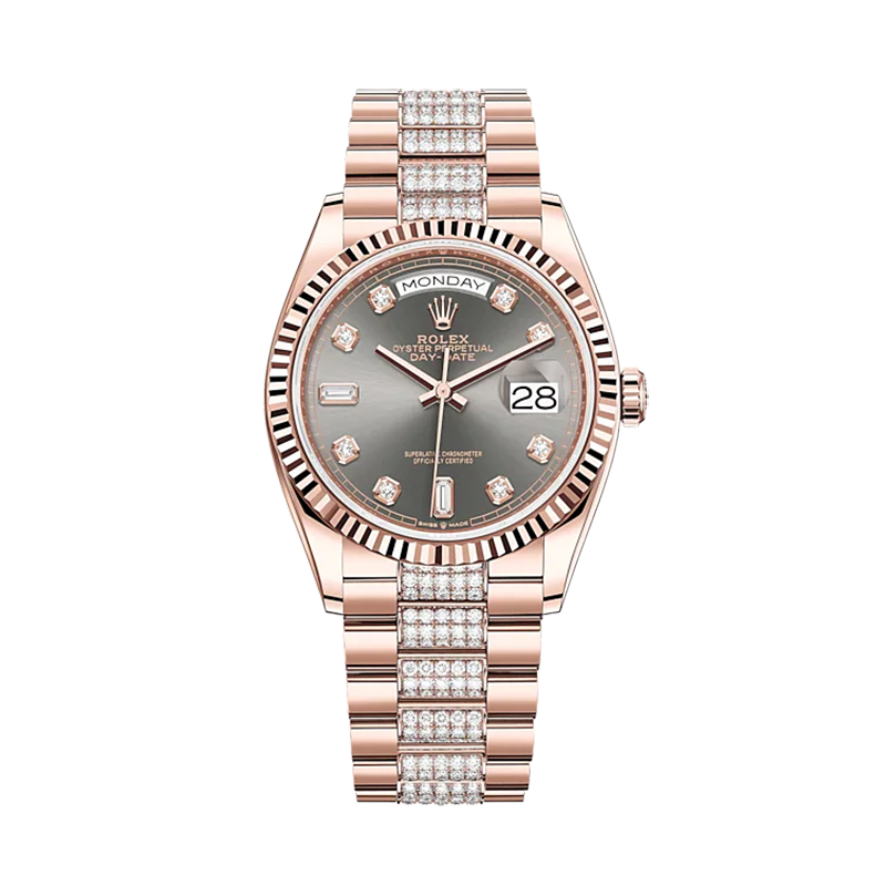 Rolex Day-Date 128235-0051 Slate set with diamonds - New