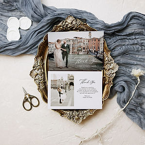 Italian Elegance Classic Script Two Photo Wedding Thank You Card