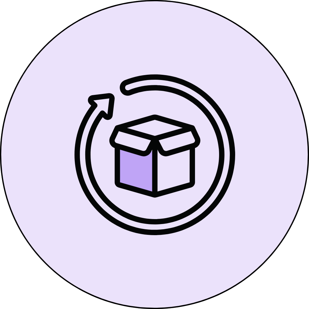 Purple product description icon.