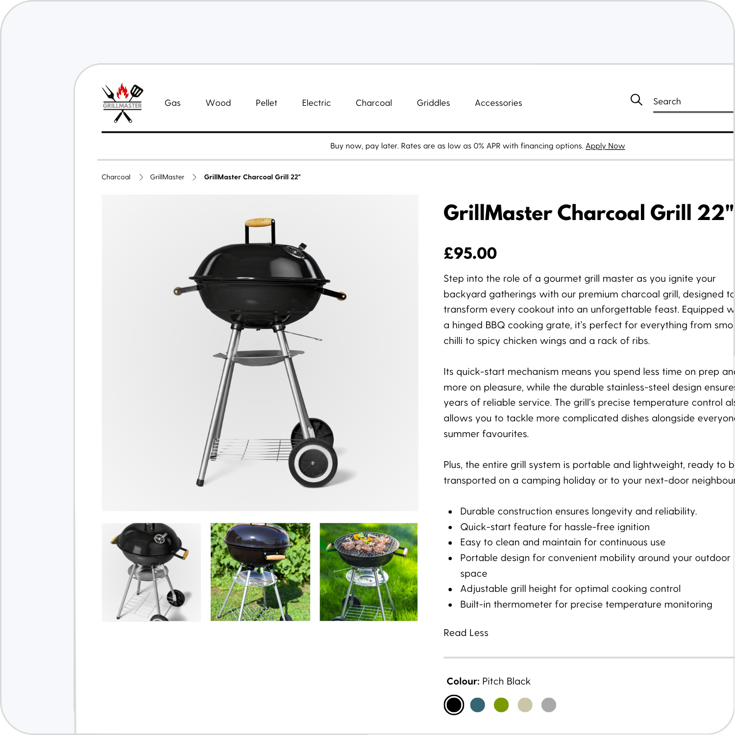 Example product description for a BBQ grill.