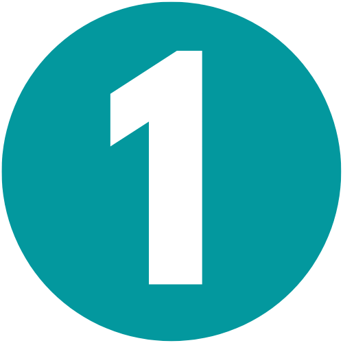 Green circle with bold number 1.