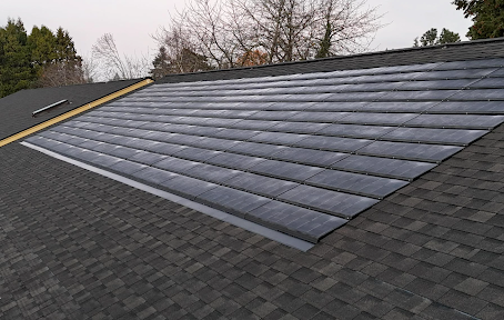 Solar shingles on roof