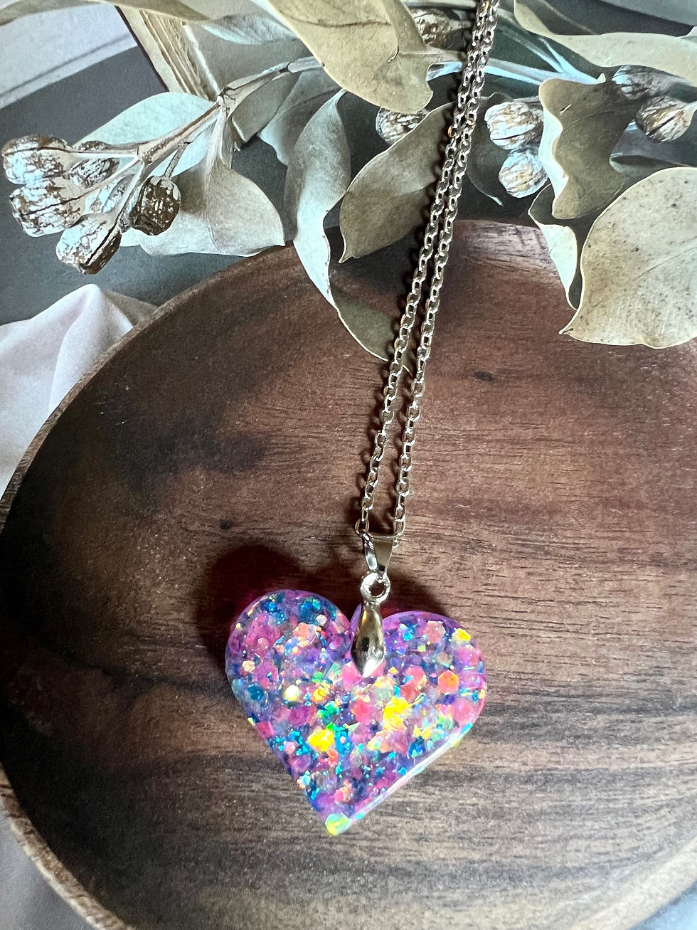 Thumbnail: Sparkly Resin Heart Necklace
