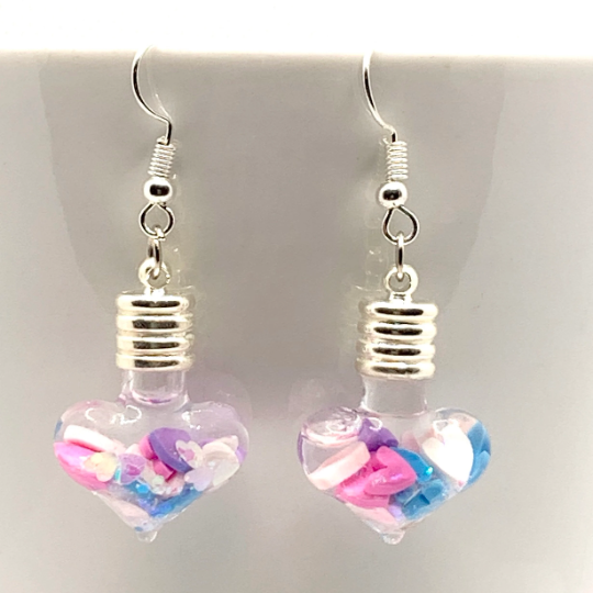 Thumbnail: Heart Glass Bottle Glitter Shaker Earrings