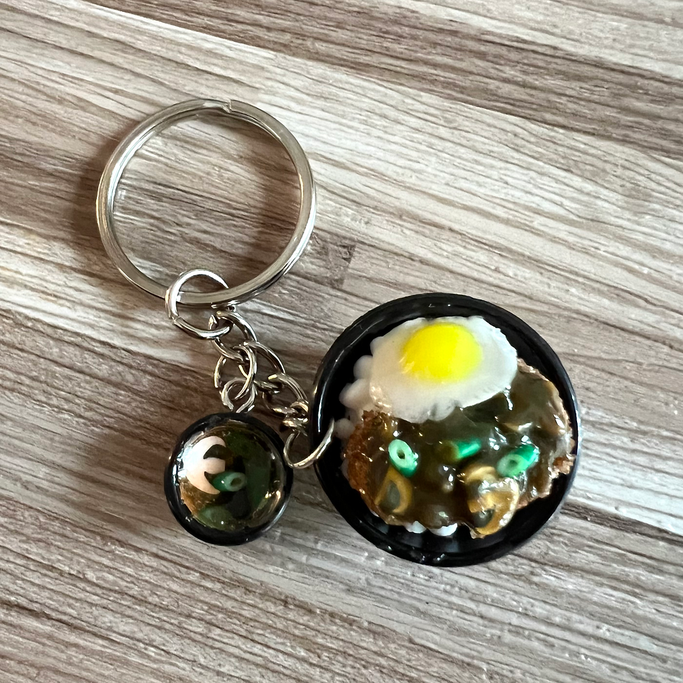Thumbnail: Handmade Miniature Air Dry Clay Donburi and soup Keychain Bag charm