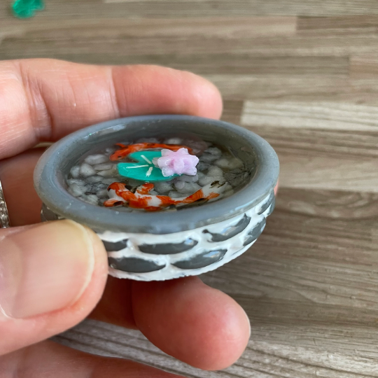 Thumbnail: Handmade Miniature Resin Koi Fish Pond or Keychain