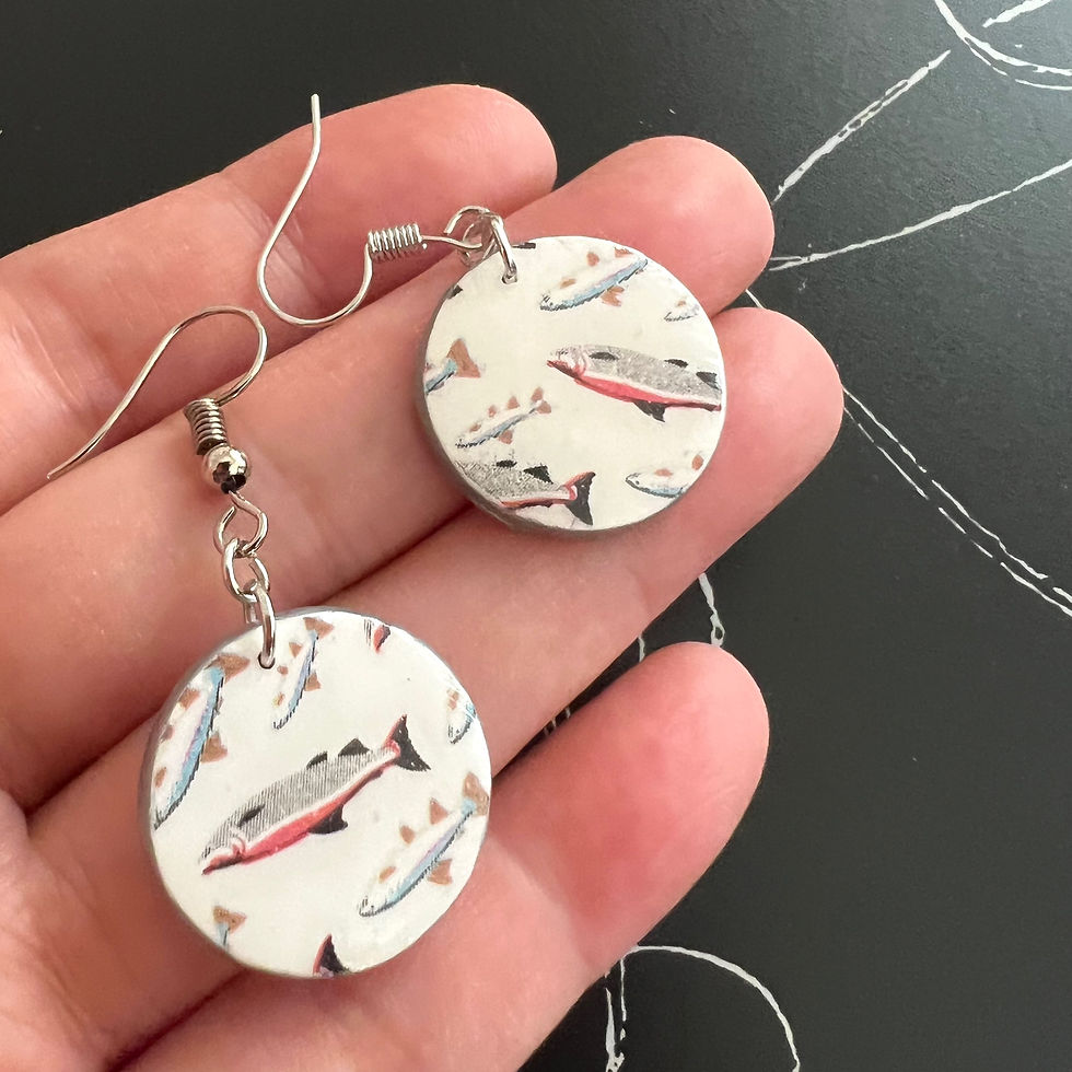 Thumbnail: Mini Polymer Clay Fish Round Earrings