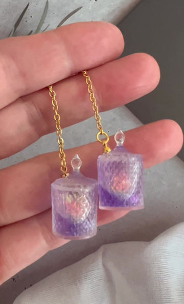 Thumbnail: Resin Mystic Purple Jar Shaker Earrings