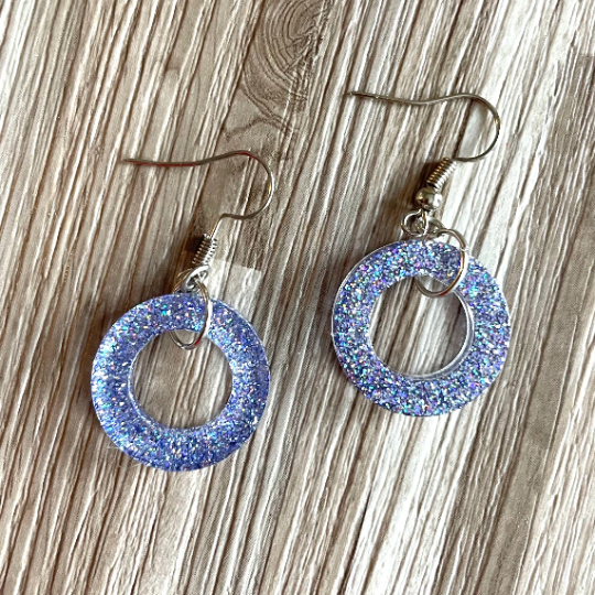 Thumbnail: Glittered Round Resin Ring Charm Earrings