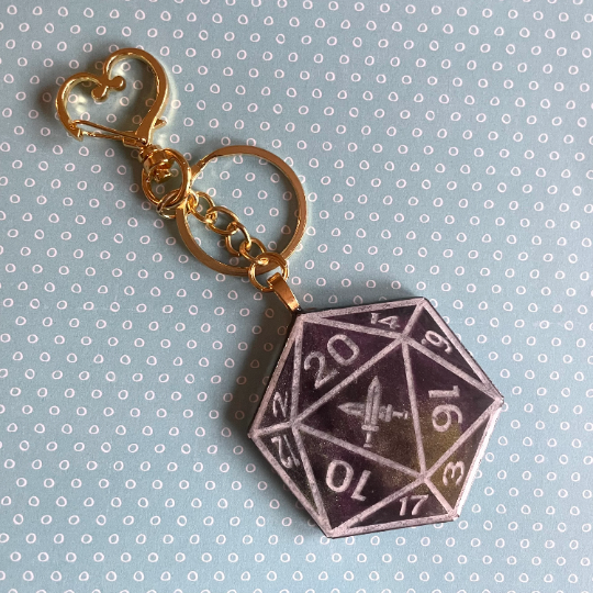 Thumbnail: Chameleon Color D20 Dice Resin Keychain Bag charm