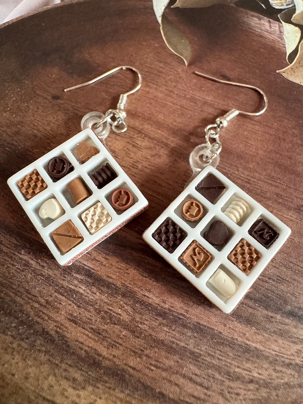 Thumbnail: Cute Polymer Clay Chocolate Box Earrings