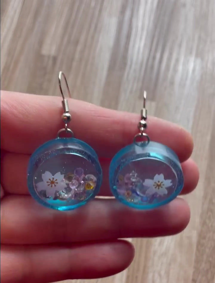 Thumbnail: Resin Multi Rhinestone Shaker Charm Earrings
