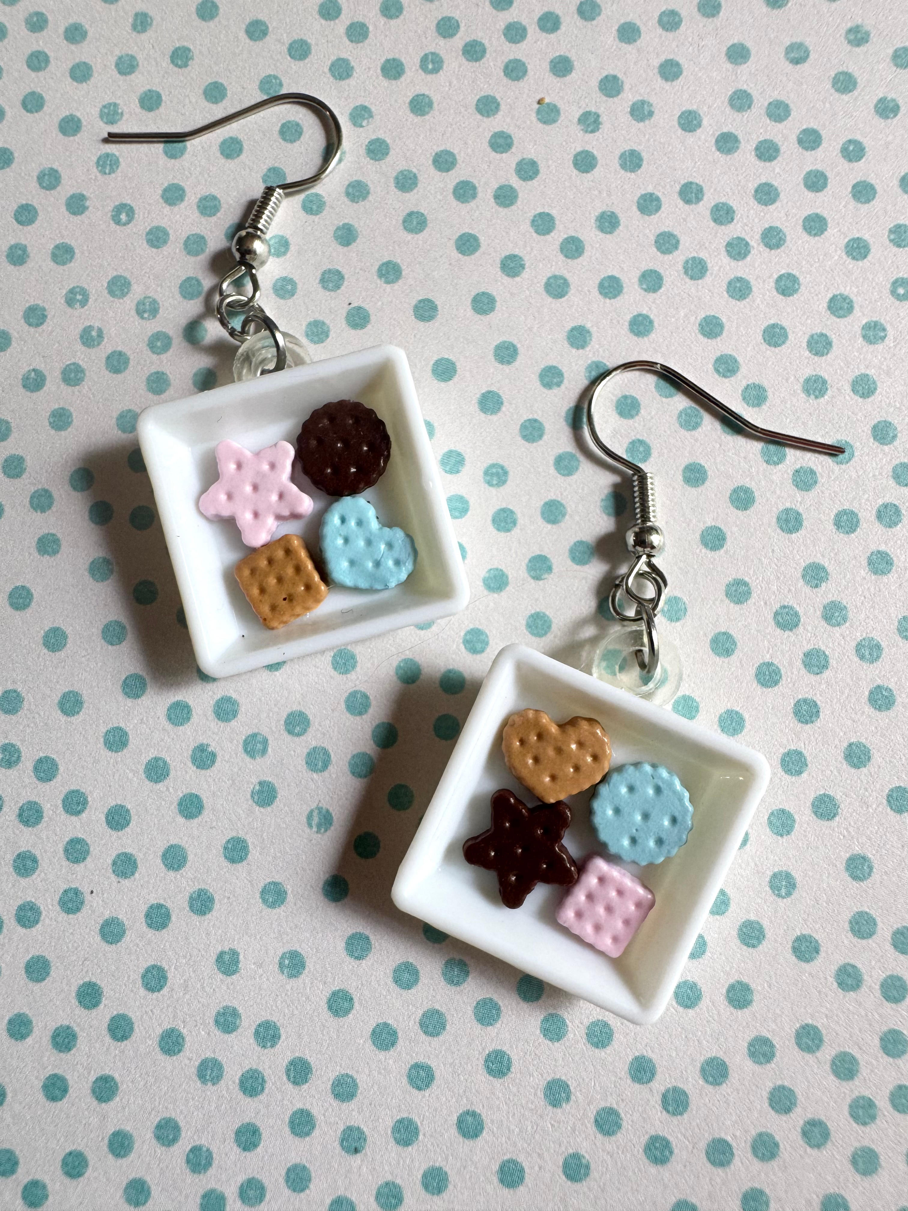 Cute Polymer Clay Cookie Platter Earrings