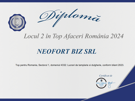 2024 Diploma locul 1. Top firme Bucuresti sector 2.