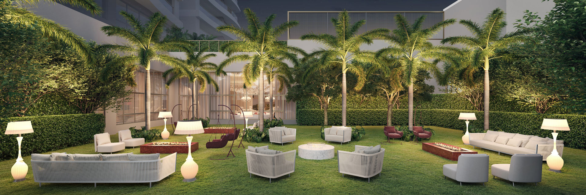 Jardim interno do Le Six Paraíso – paisagismo e natureza no alto padrão Lavvi.