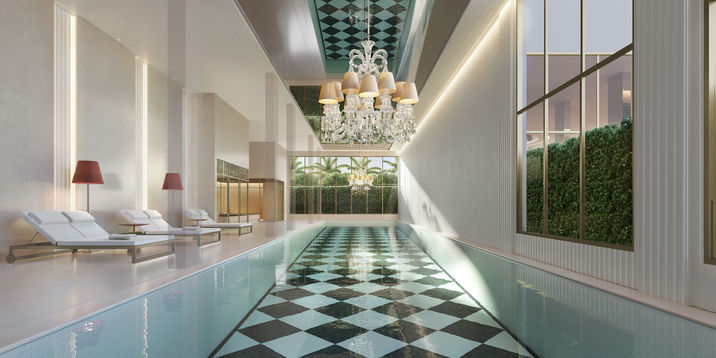 Piscina com raia de 25 m do Le Six Paraíso Lavvi, São Paulo, empreendimento de alto padrão.