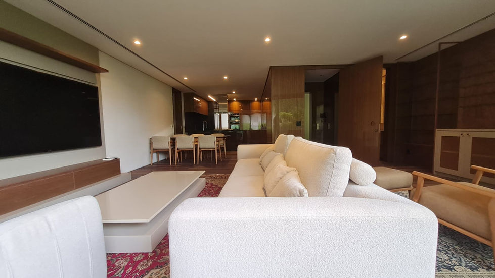 Sala de TV e estar do apartamento Fasano Residence Cidade Jardim