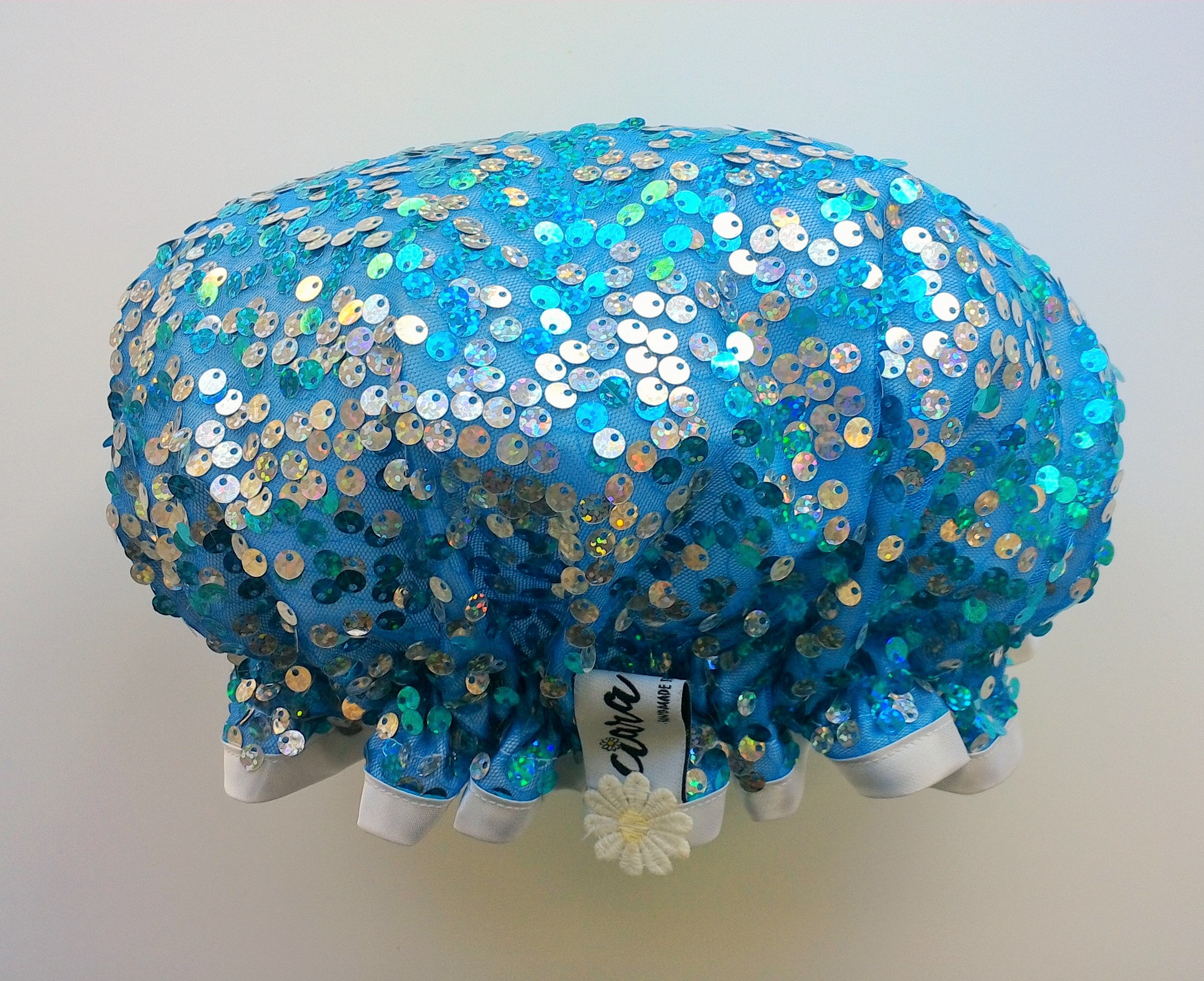 Luxury Blue & Silver Sequin Shower Hat