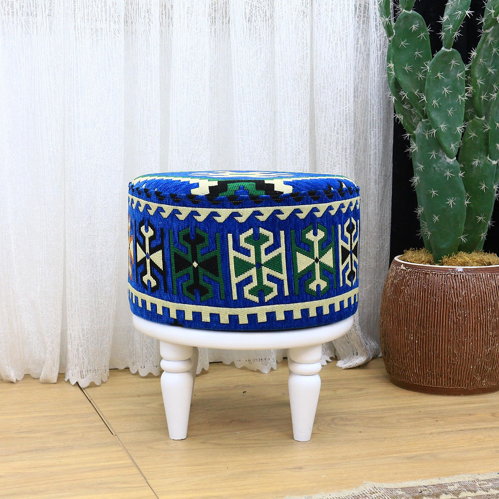 Thumbnail: Blue Rug Upholstered Pouf