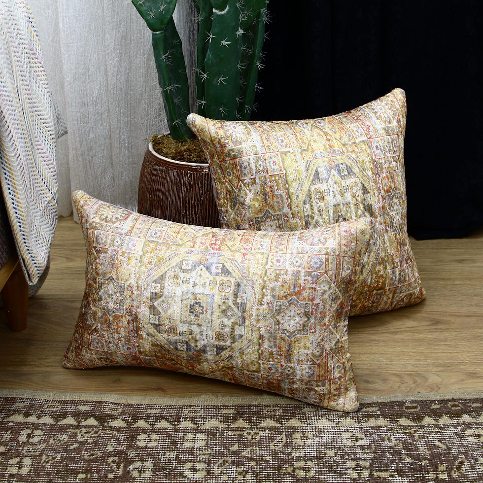 Miniaturbild: Yellow Kilim Patterned Decorative Pillow