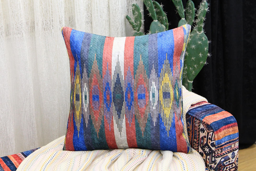 Miniature : Handmade Floral Design Rug Pillow