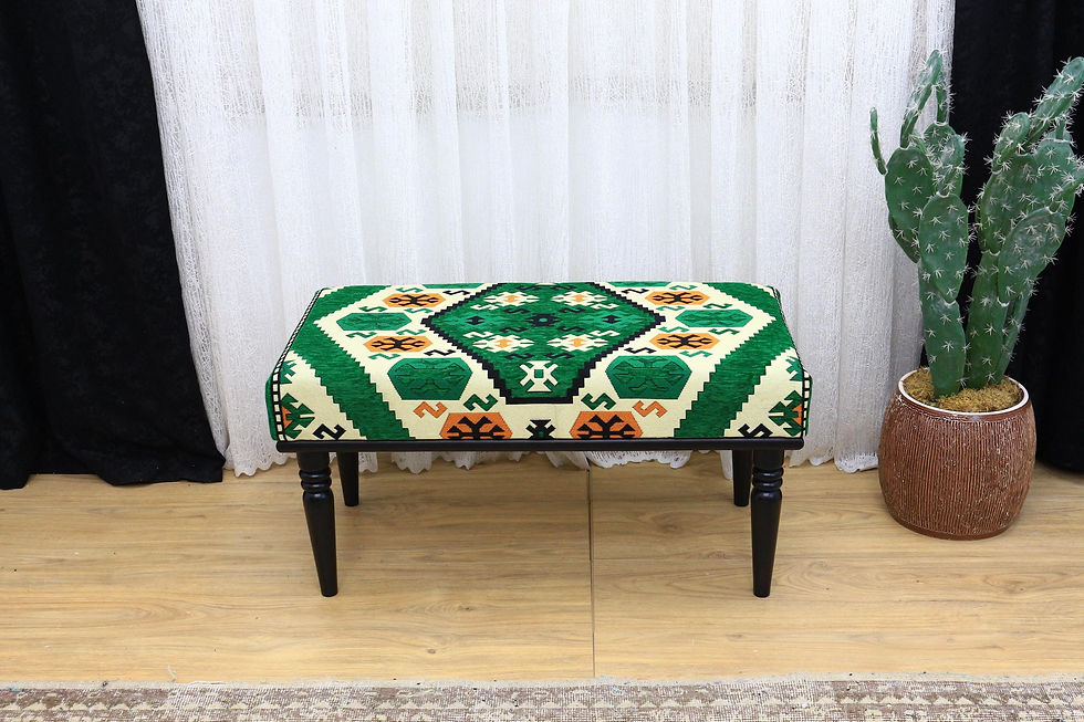 Miniature : Green Rug Upholstered Bench