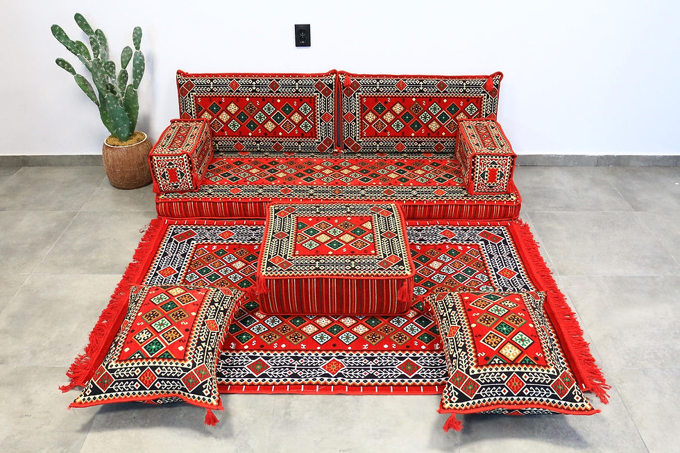 Miniaturbild: Red Tribal Arabic Floor Sofa Set
