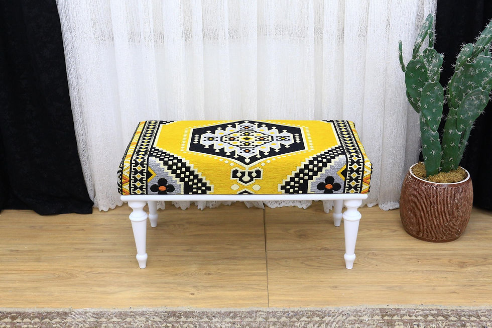 Miniature : Yellow Rug Upholstered Bench