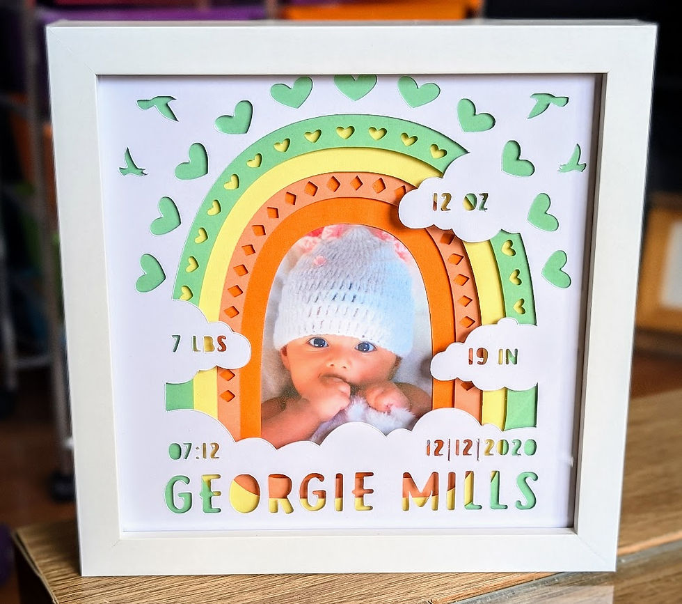 Thumbnail: Newborn Birth Stats - 3D Layered 18cm Shadow Box Photo Frame - Personalised