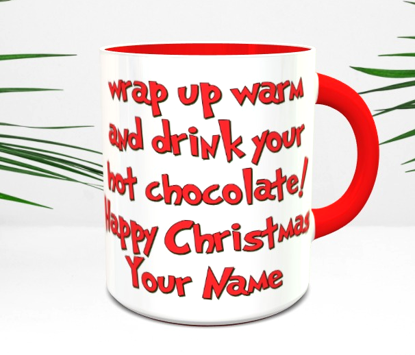 Thumbnail: Personalised Winter Wrap Up Snowman Christmas Mug