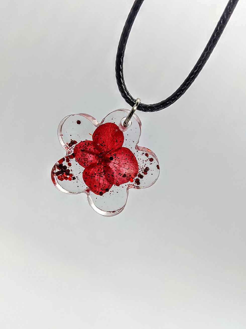 Thumbnail: Clear, Glittered, Floral, Flower Shaped Necklace