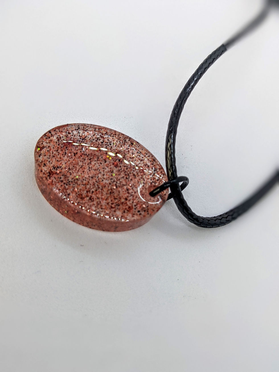 Oval Rose Gold Glitter Necklace