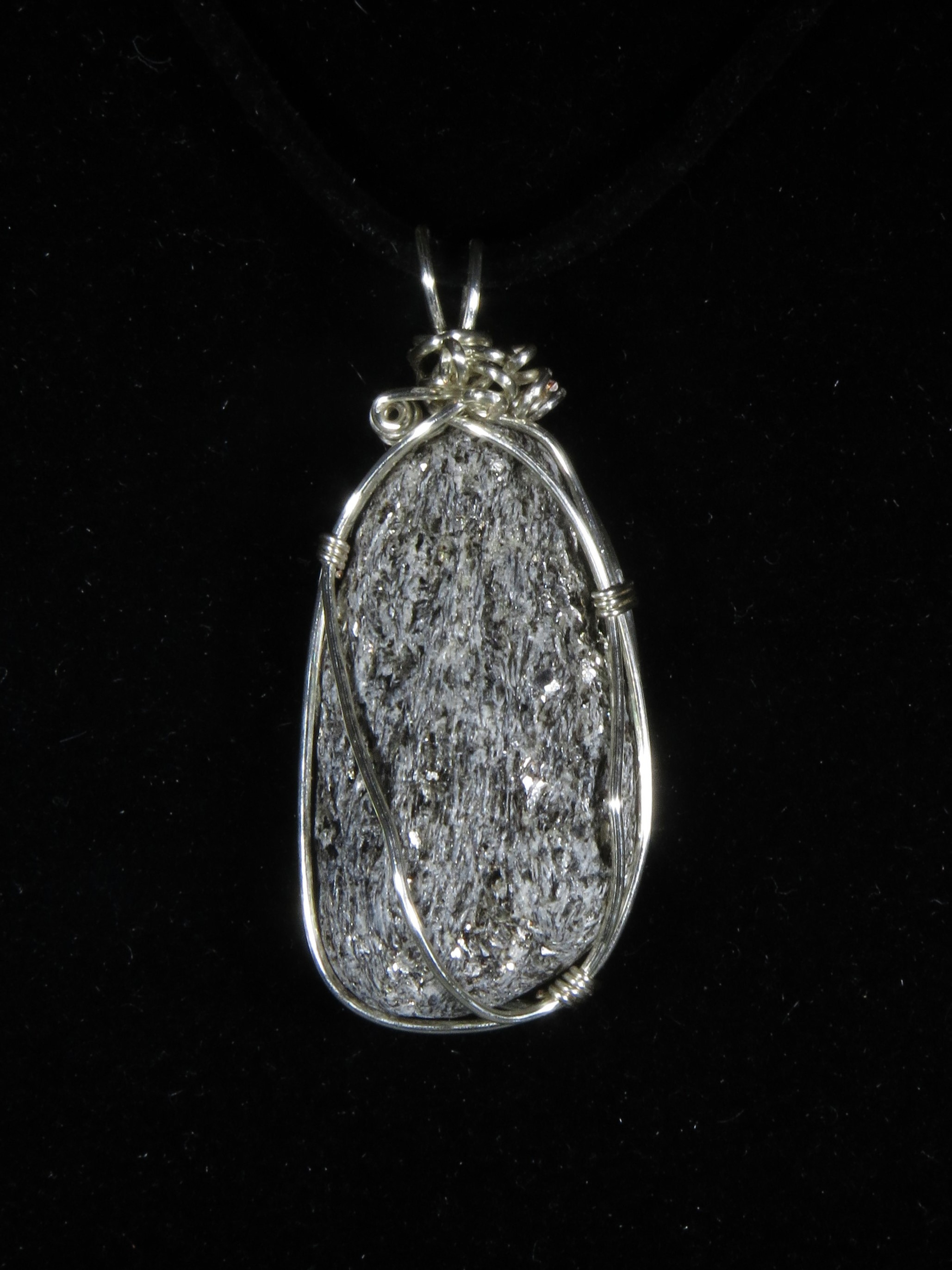 Sparkle Stone on Black Cord Necklace  #N177