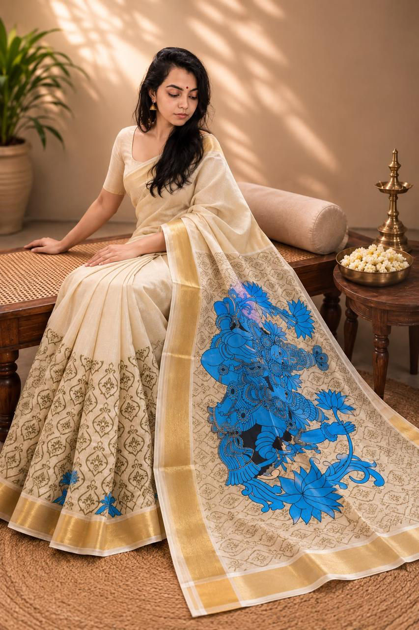 Handloom Saree with Vishnu Design 