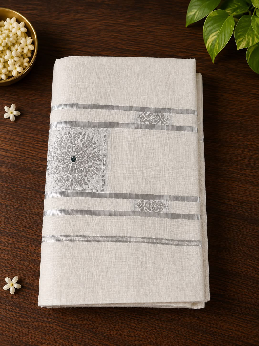 Handloom Silver Tissue Saree