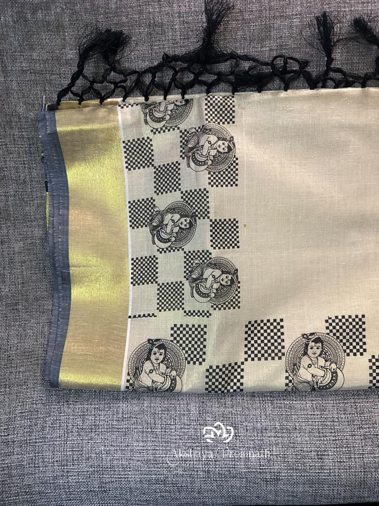 Thumbnail: Handloom tissue saree with mural print