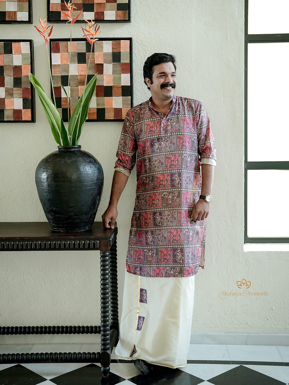 Thumbnail: Kasavu Dhothi with kurta set 
