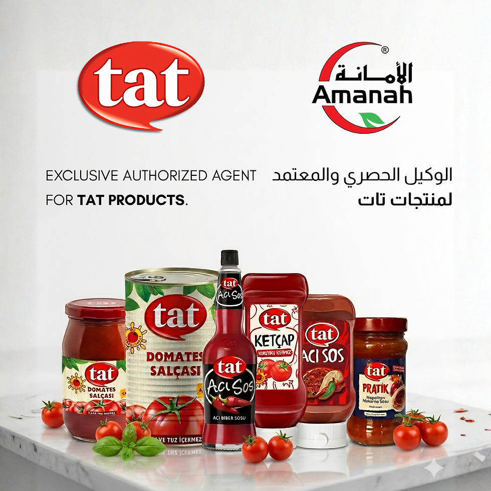 Tat Gฤฑda tomato paste, ketchup, hot sauce and pasta sauce products by Amanah exclusive authorized agent in Kuwait
