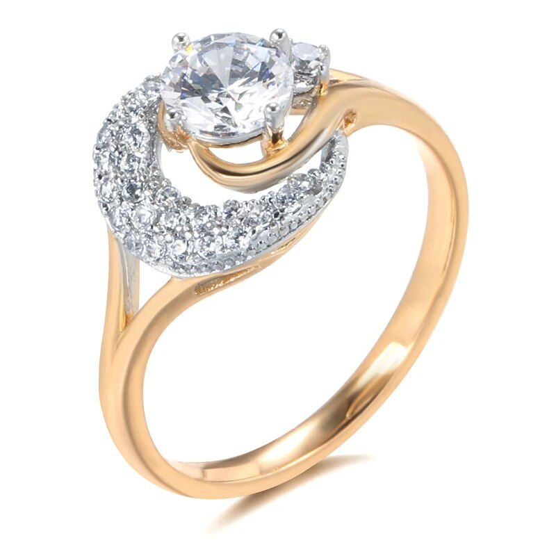 Luxury Bride Wedding Ring: 585 Rose Gold & Natural Zircon, Fine Jewelry