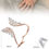 Thumbnail: 1pc Bracelet or2pcs Ring Wings Shape Cuff Bangle Ring Sets Jewelry White Zircon