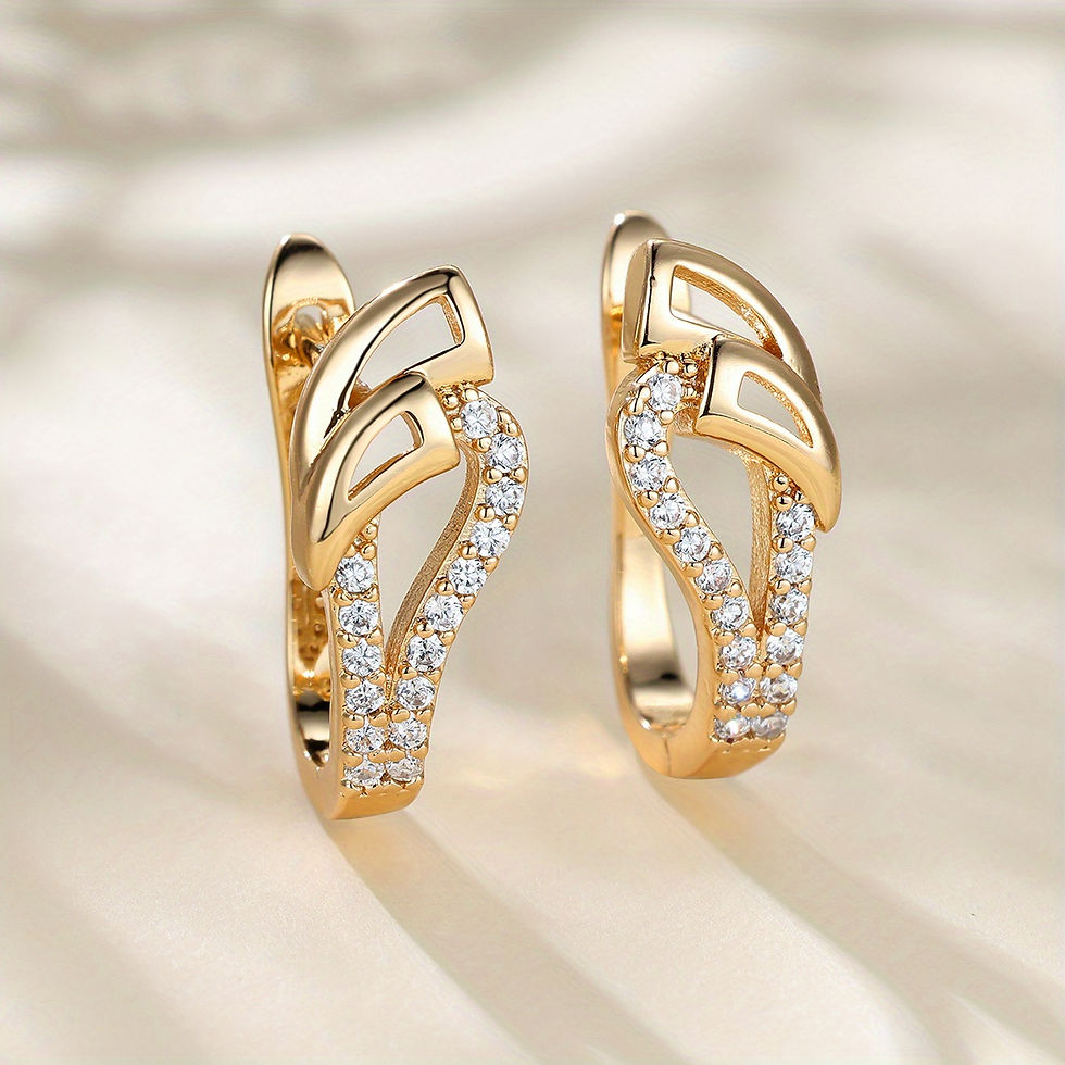 Luxury Clip On Earrings Sparkling Zircon Decor Ear Jewelry Copper 18K Plated Je