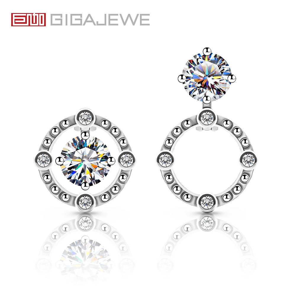 GIGAJEWE Moissanite 0.8ct Silver Earrings, 18K Gold Plated - Diamond Tested