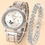 Thumbnail: 2pcs/set Women's Watch Luxury Rhinestone Butterfly Quartz Watch Analog Stainles