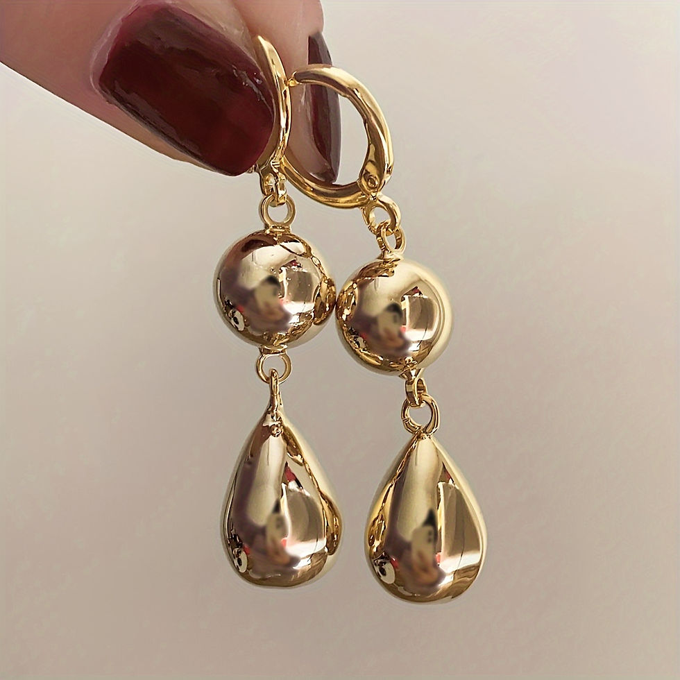 Creative Ball Water Drop Pendant Hoop Earrings Copper 14K Plated Jewelry Elegan