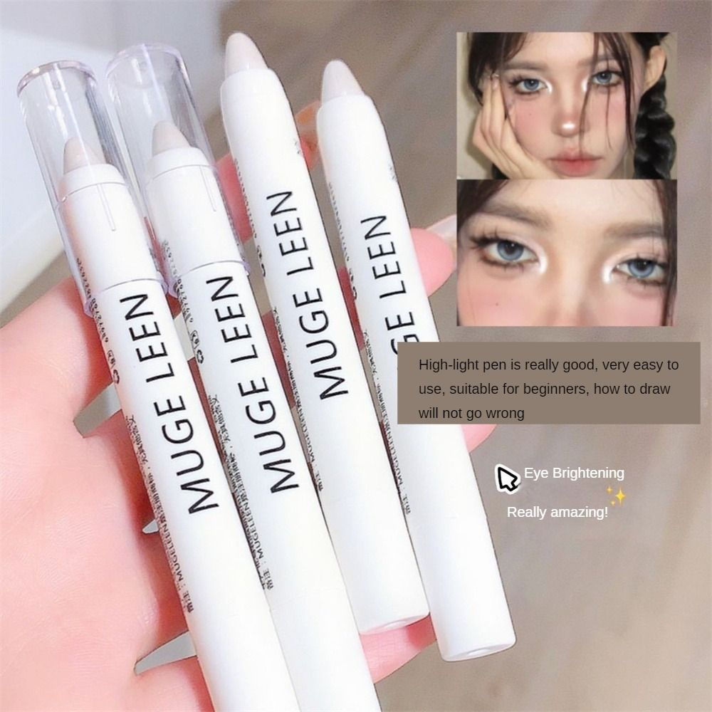 Pearlescent Glitter Highlighter Pen White Silver Long-lasting Lying Silkworm