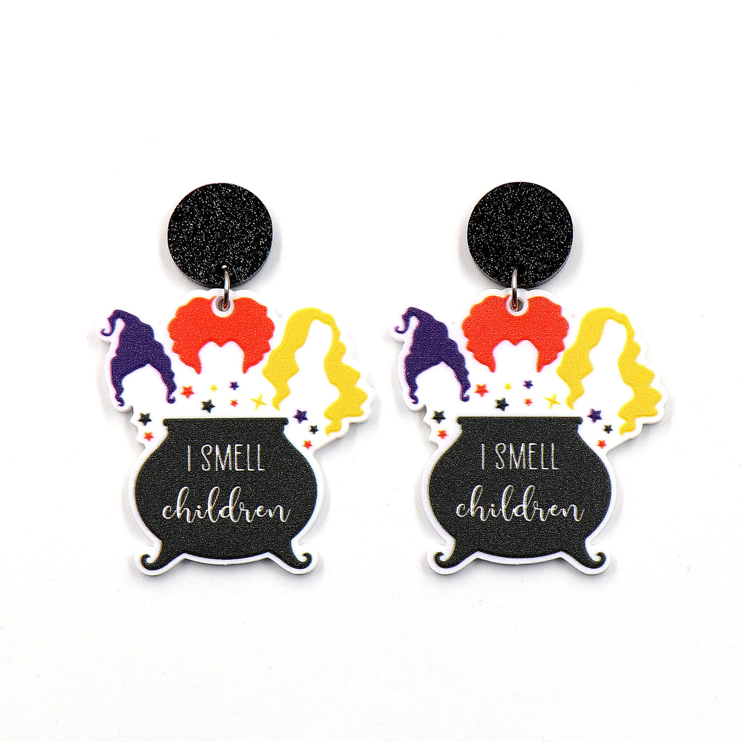 Drop I Smell Children Halloween glitter Acrylic earrings Jewelry for women