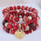 Thumbnail: Stylish Bohemian Multilayer Bracelet With Crystal Peach Heart Beads Women's Hand