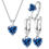 Thumbnail: 925 Sterling Silver Jewelry Sets For Women Heart Zircon Ring Earrings Necklace 